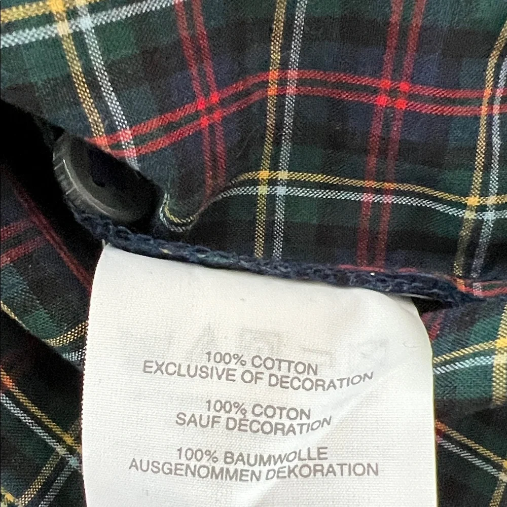NWT J.Crew Embroidered in Gold Holiday Plaid Peasant Blouse Top PXS